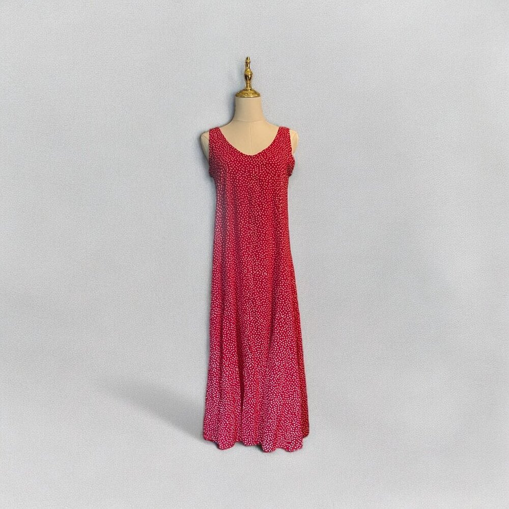 Just Jill Womens Adjustable Maxi Dress M Red Polka Dot Midi Casual Summer Party